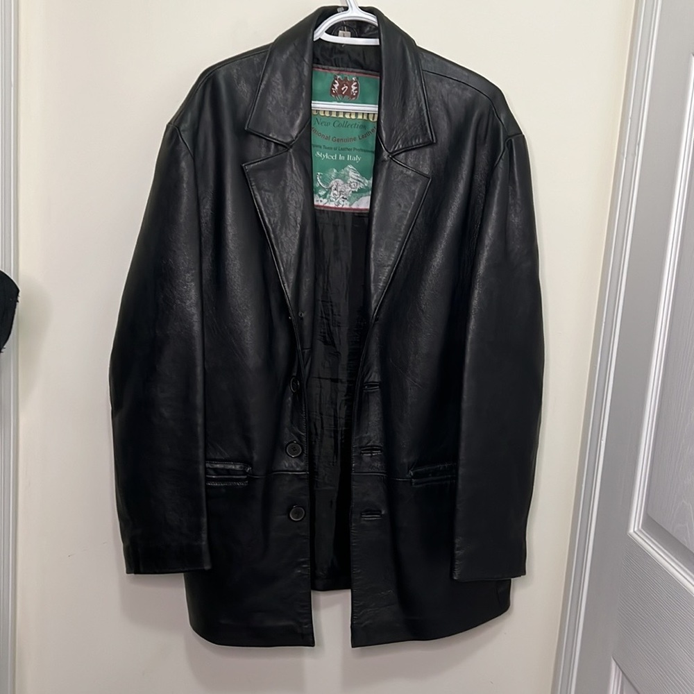 Vintage Italiano Leather Blazer Button Down Jacket Size Large